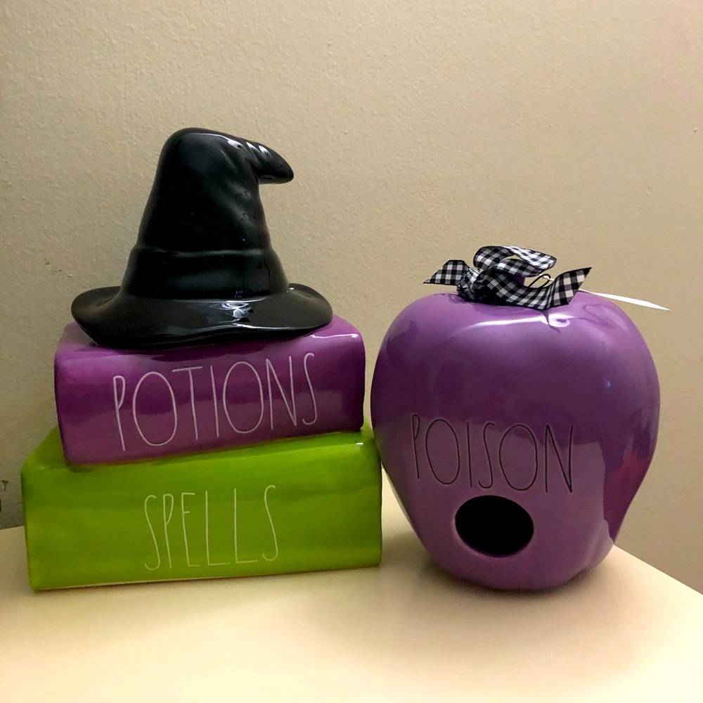 Rae Dunn Halloween Books and Poison apple